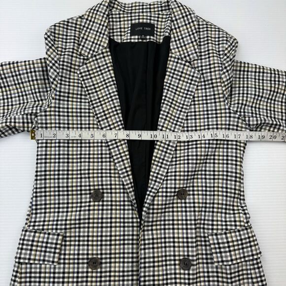 Love Tree Plaid Open Front Blazer Jacket Women’s Medium Lined Check Lined - Picture 7 of 10